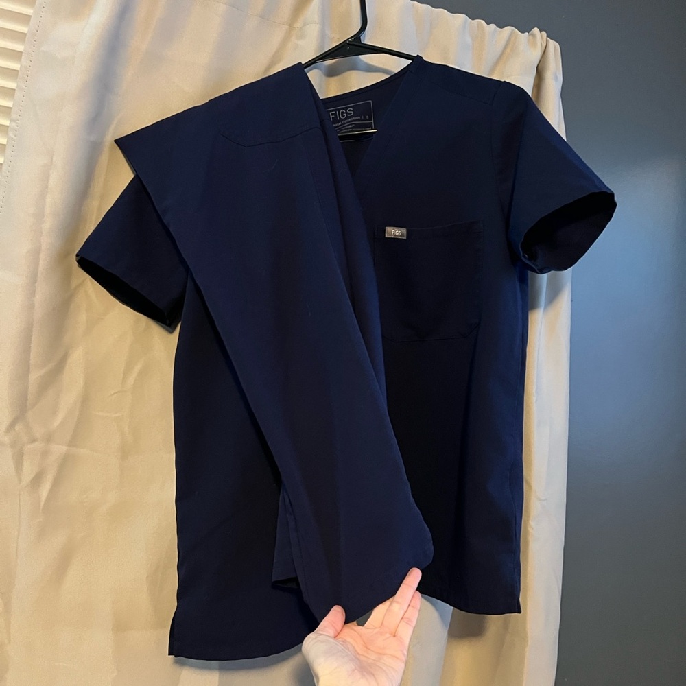 Figs Navy V-Neck Scrub Top